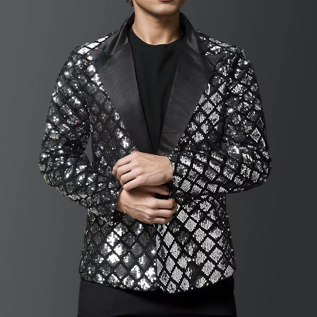 Herren glitzernder Smokingblazer mit luxuriösen Paillettenmustern ModeGeist