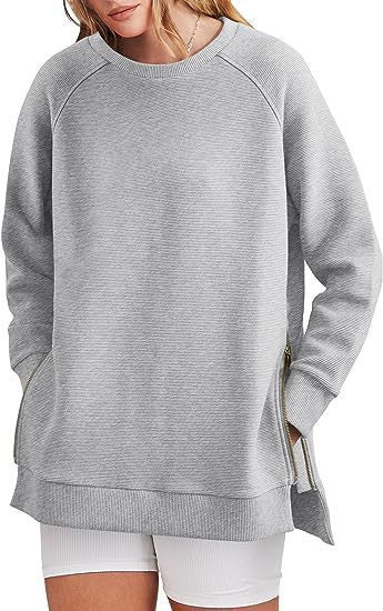 Damen modischer Sweatshirt mit seitlichen Reißverschlüssen ModeGeist