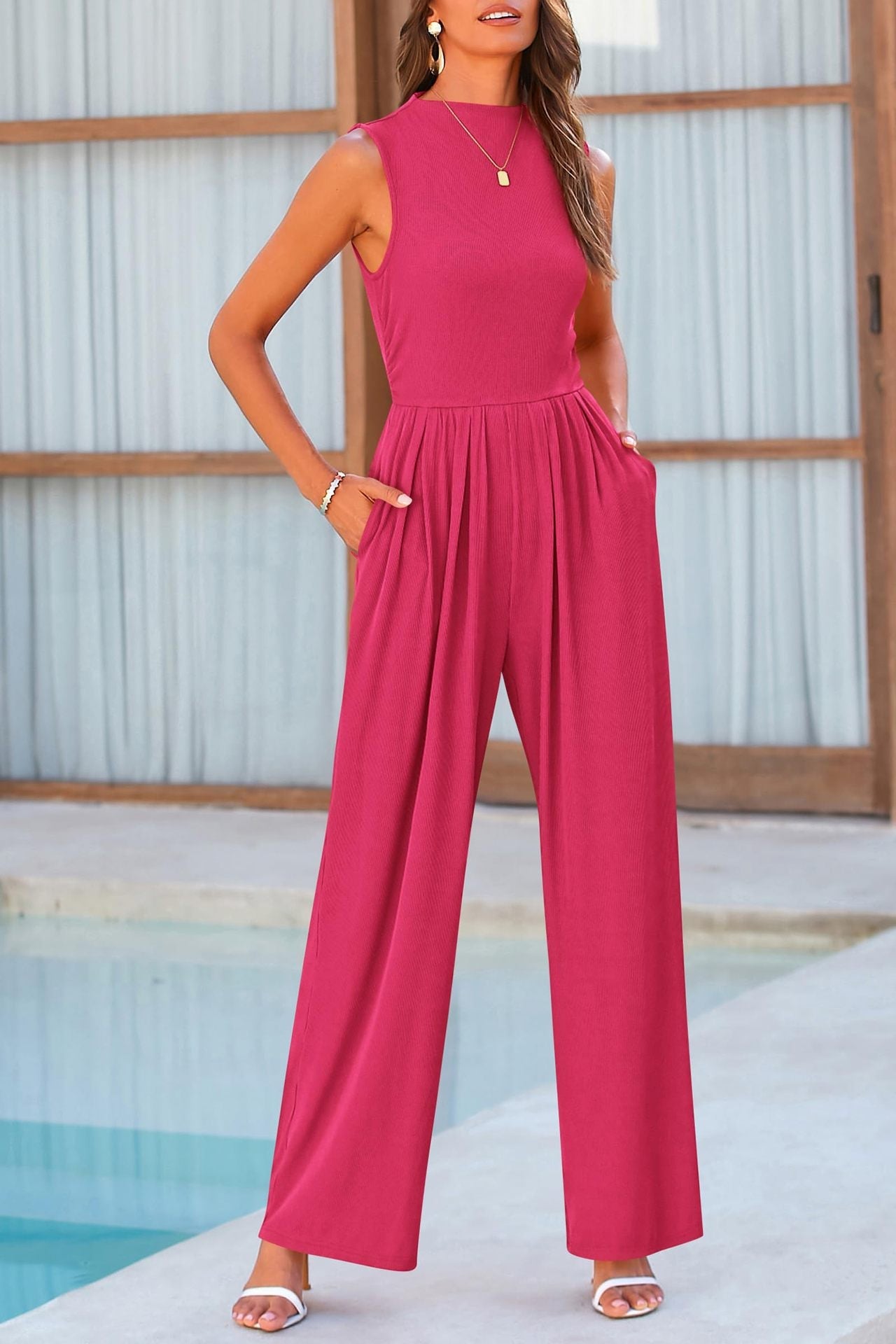 Eleganter Damen Jumpsuit mit weiten Beinen und Taschen - MODEGEIST