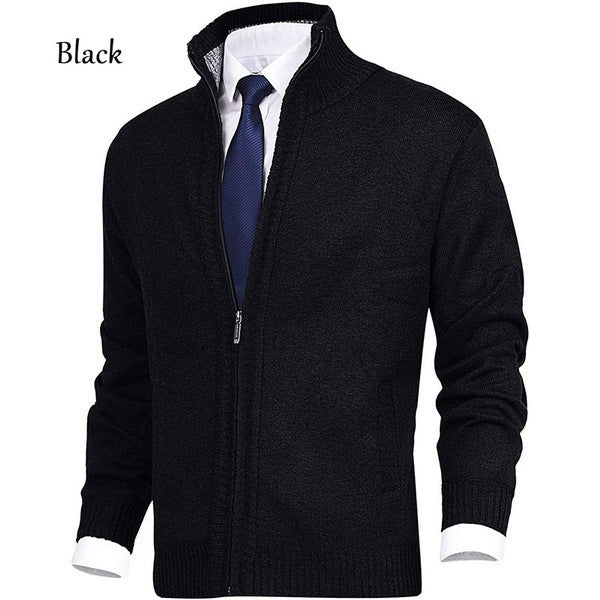Herren Strickjacke mit Stehkragen und Reißverschluss ModeGeist