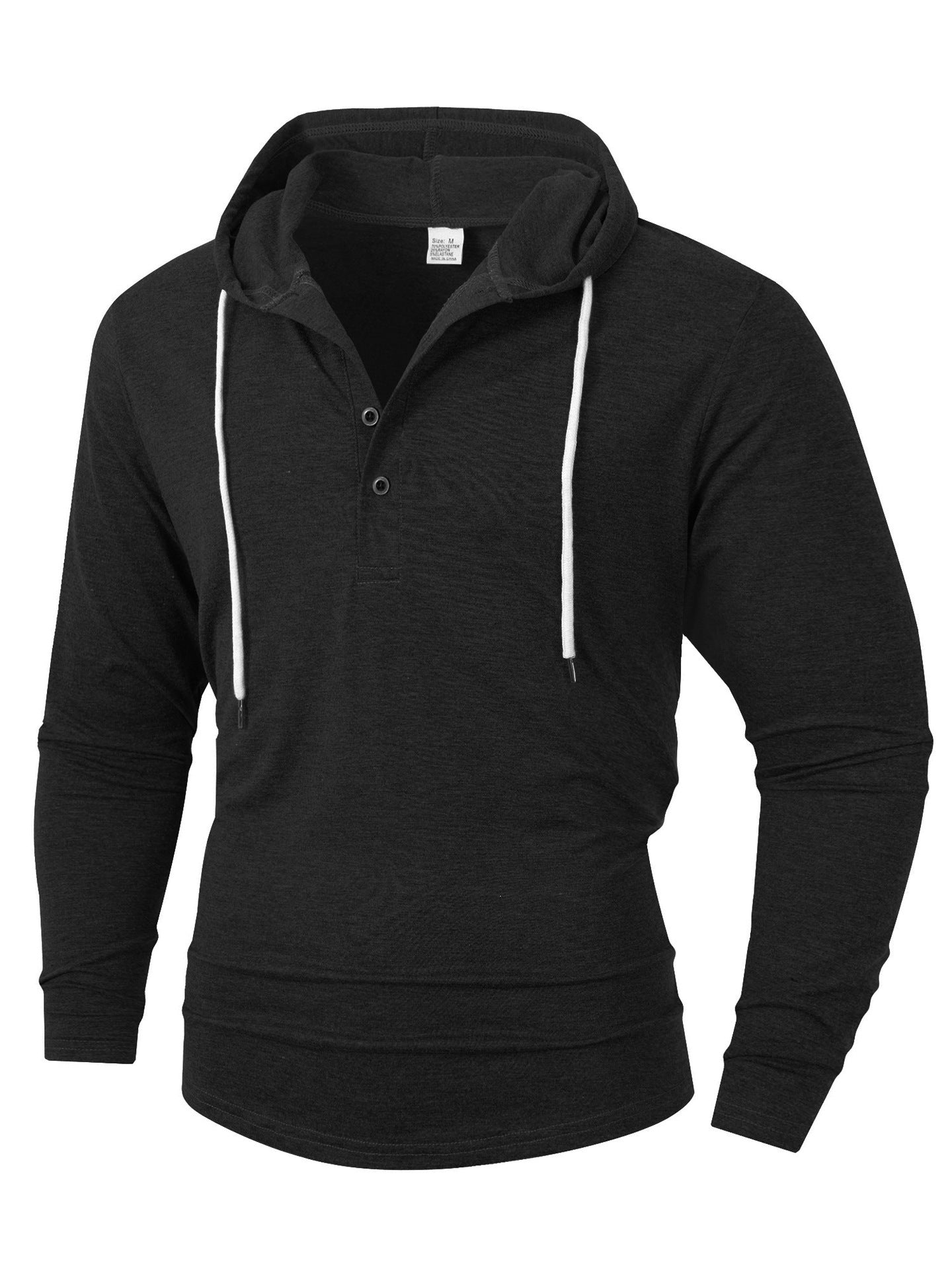 Herren Hoodie mit knöpfbarem Kragen und Kordelzug ModeGeist