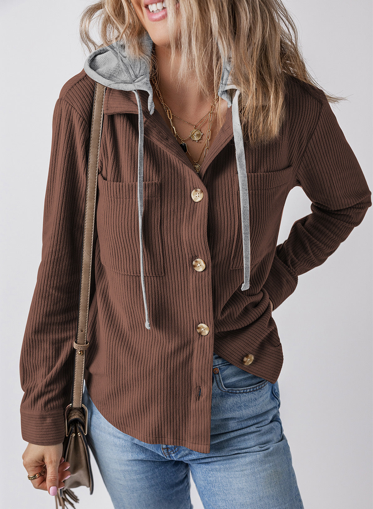 ModeGeist | Revers Knopf Kapuzenjacke