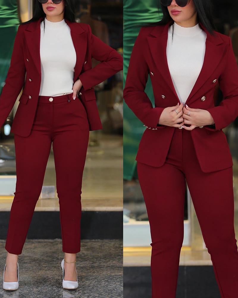 Damen Elegantes Anzug-Set mit tailliertem Blazer und schmalen Hosen ModeGeist