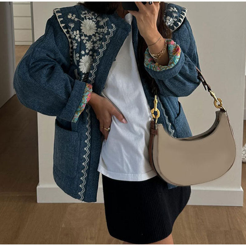 Damen Bestickte Denimjacke ModeGeist