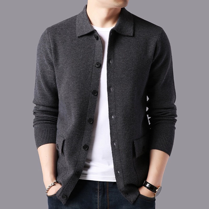 Herren Strukturierte Strickjacke mit Knopfverschluss und praktischen Taschen ModeGeist