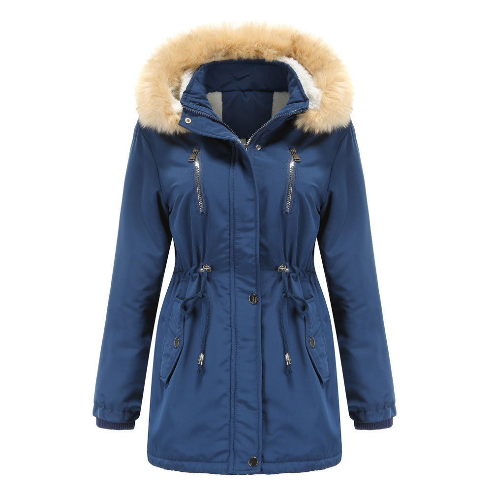 Damen isolierte Winterjacke mit abnehmbarem Kunstfellkragen ModeGeist