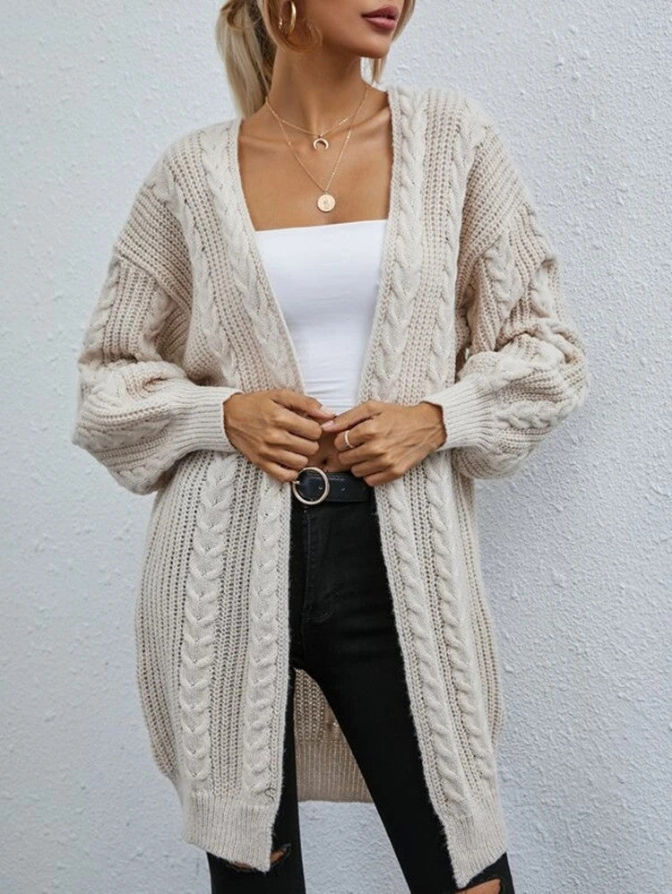 Damen Grobstrick Cardigan mit lässigem Oversize-Schnitt und raffiniertem Zopfmuster ModeGeist