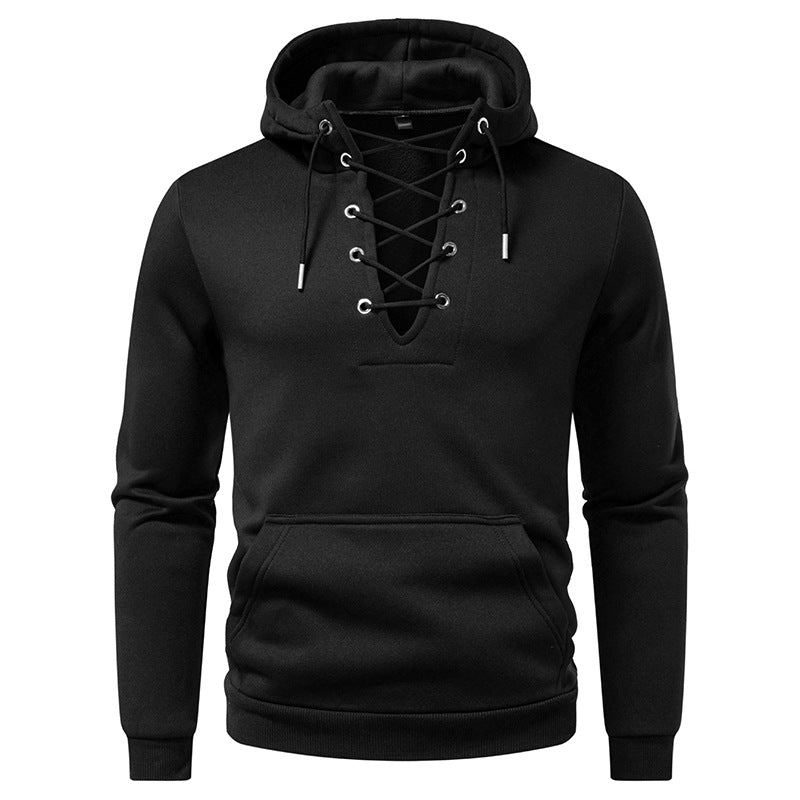 Herren Kapuzenpullover mit modischem Schnürdesign ModeGeist