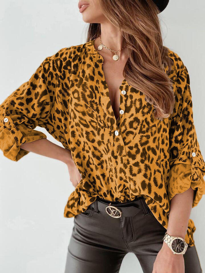 Damen Bluse im eleganten Animal-Print mit Raffungen ModeGeist