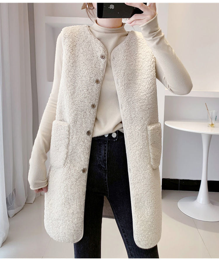 Damen Lange Fleece-Westenjacke ModeGeist