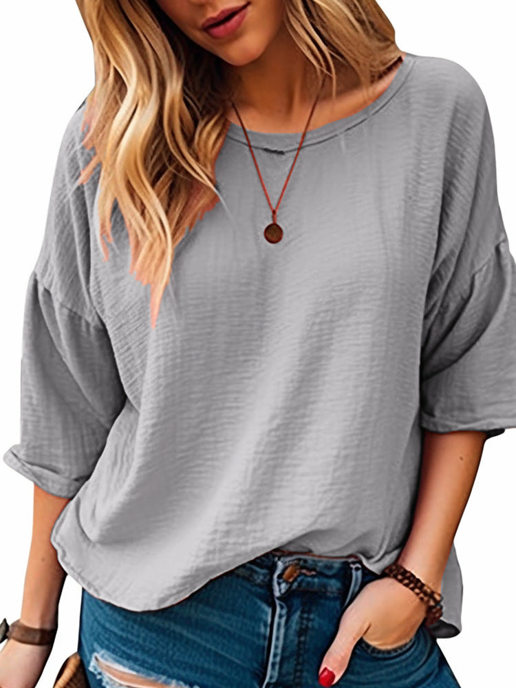 Damen lässiges Oversize-Shirt mit weitem Rundhalsausschnitt ModeGeist