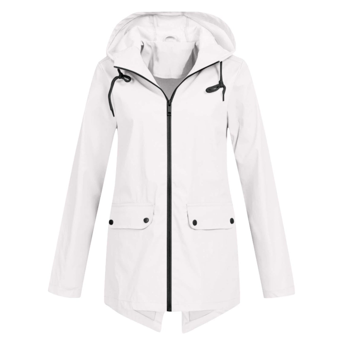Damen wasserabweisende Übergangsjacke mit verstellbarer Kapuze und praktischen Taschen ModeGeist