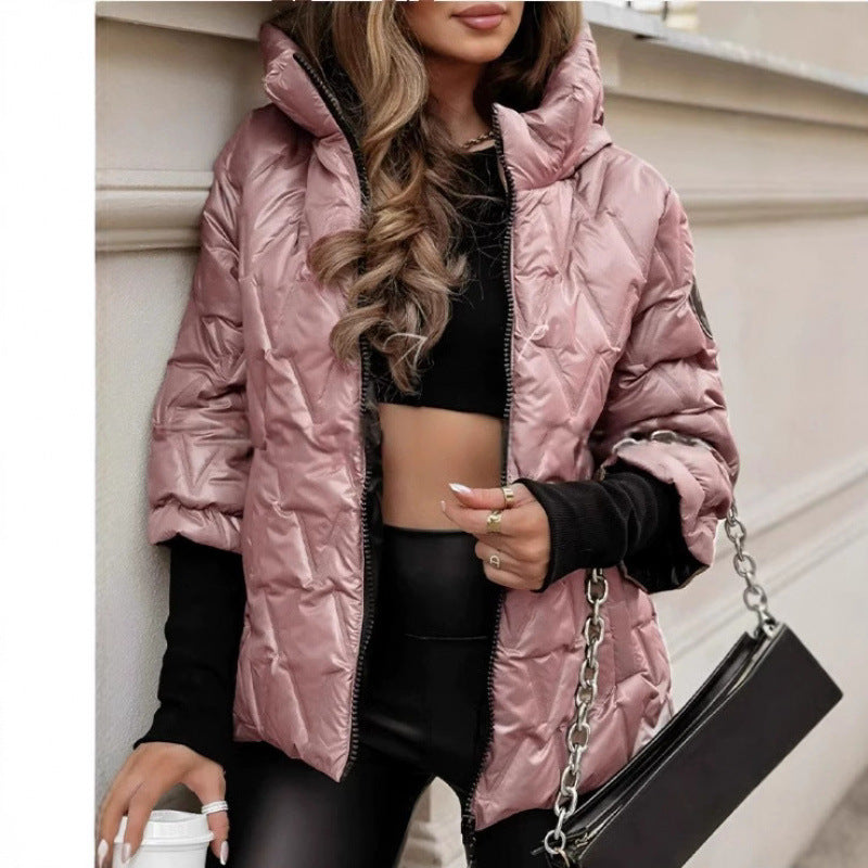 Damen Steppjacke mit hohem Kragen und beschichtetem Obermaterial ModeGeist