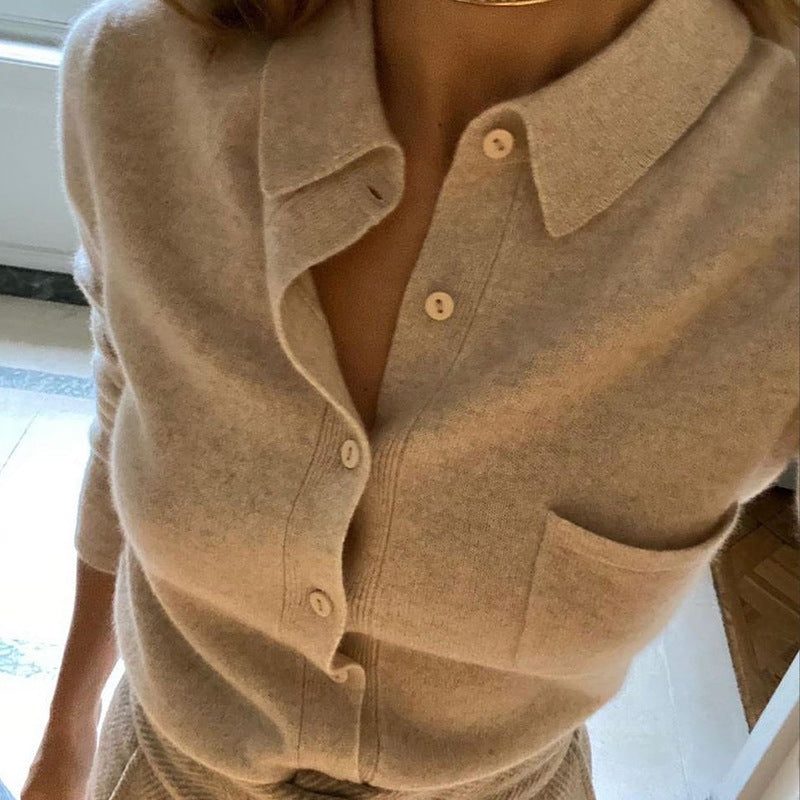 Damen weiche Wollbluse mit Knopfleiste ModeGeist