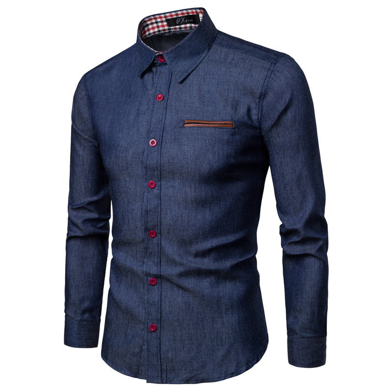 Herren klassisches Denim-Hemd mit kontrastierenden Akzenten ModeGeist