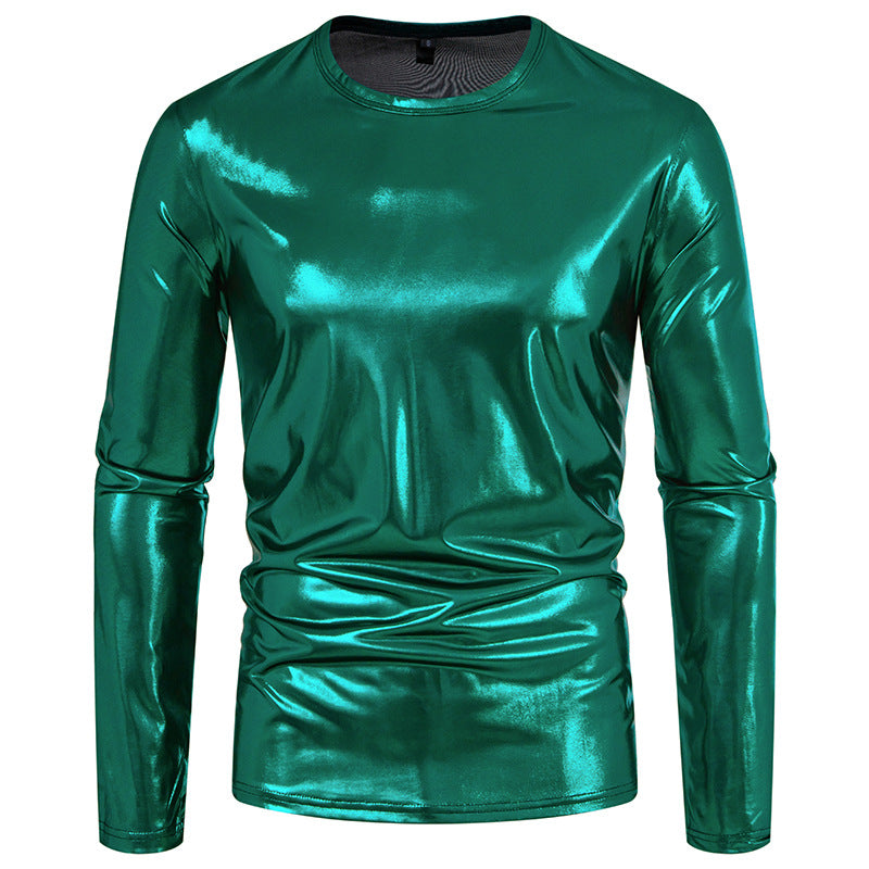 Herren Langarmshirt aus glattem, reflektierendem Material ModeGeist