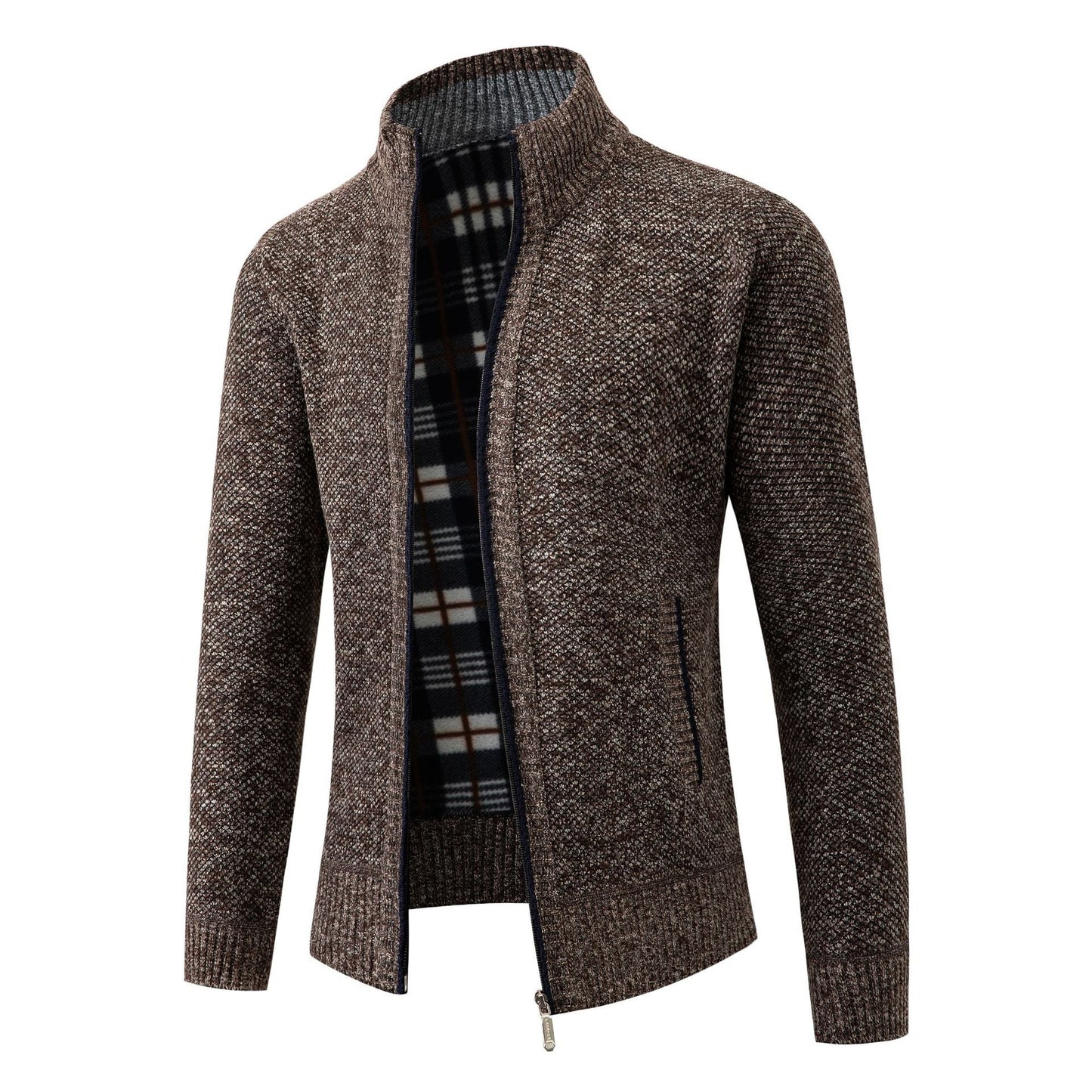 Herren Strickjacke mit modernem Stehkragen und klassischem Innenfutter ModeGeist