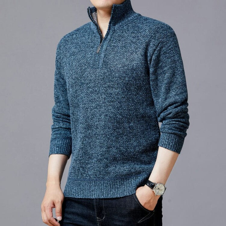 Herren Strickpullover mit modernem Stehkragen und strukturierter Oberfläche ModeGeist