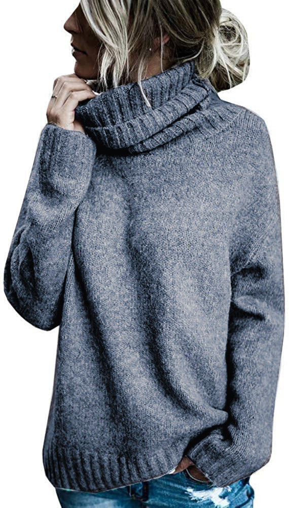 Damen Grobstrickpullover mit hohem Kragen und lässigem Schnitt ModeGeist