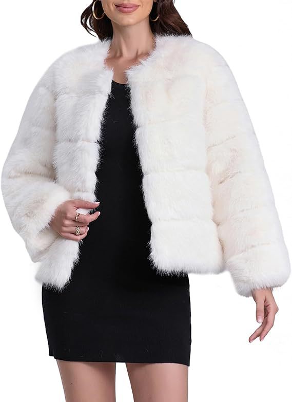 Damen Kuschelige Kunstpelzjacke mit modischem Puffärmel-Design ModeGeist