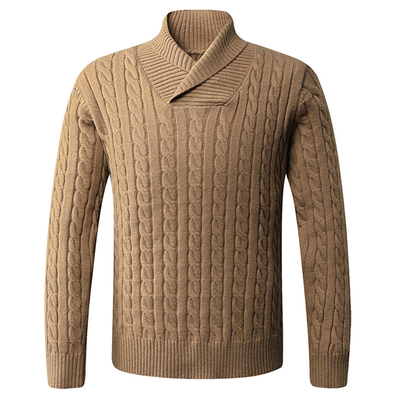 Herren Grobstrickpullover mit modernem Schalkragen und Zopfmuster ModeGeist