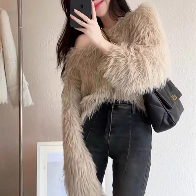 Damen Flauschiger Pullover mit lockerem Schnitt und weichen Ärmeln ModeGeist