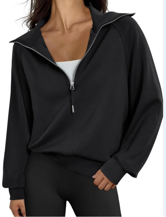 Damen lässiger Sweatpullover mit hohem Kragen und Reißverschluss ModeGeist