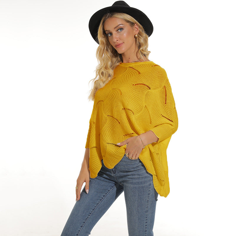 Damen lässiger Poncho aus luftiger Maschenstruktur ModeGeist