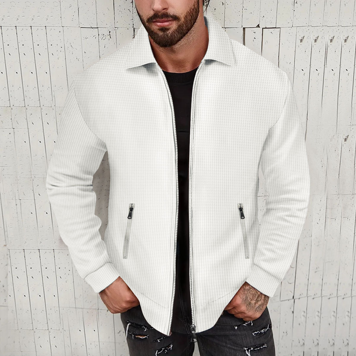 Herren modische Kurzjacke mit strukturiertem Design und praktischen Taschen ModeGeist