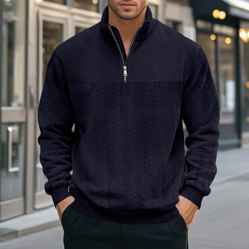 Herren Strickpullover mit modernem Stehkragen und Reißverschluss ModeGeist