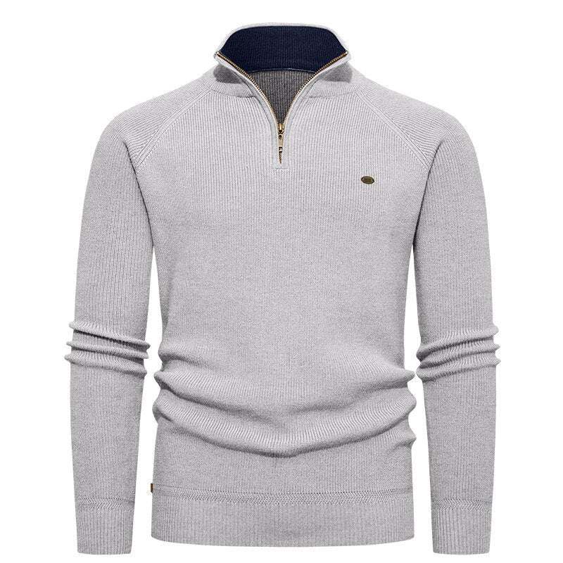 Herren Strickpullover mit Stehkragen und Reißverschluss ModeGeist