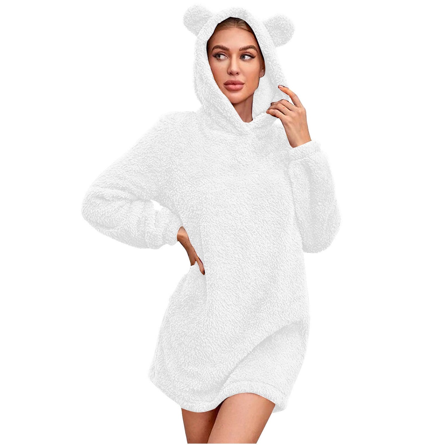 Damen Kuscheliger Hoodie mit Bärenohren ModeGeist