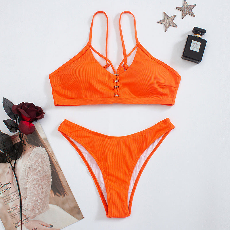 Bikini-Set für Damen mit stylischem Knoten-Top und verstellbaren Trägern MODEGEIST