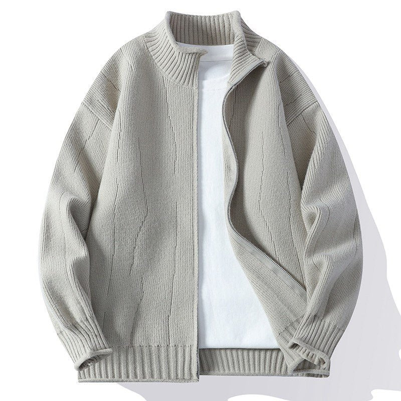 Herren Modische Strickjacke mit hochgeschlossenem Kragen und Reißverschluss ModeGeist