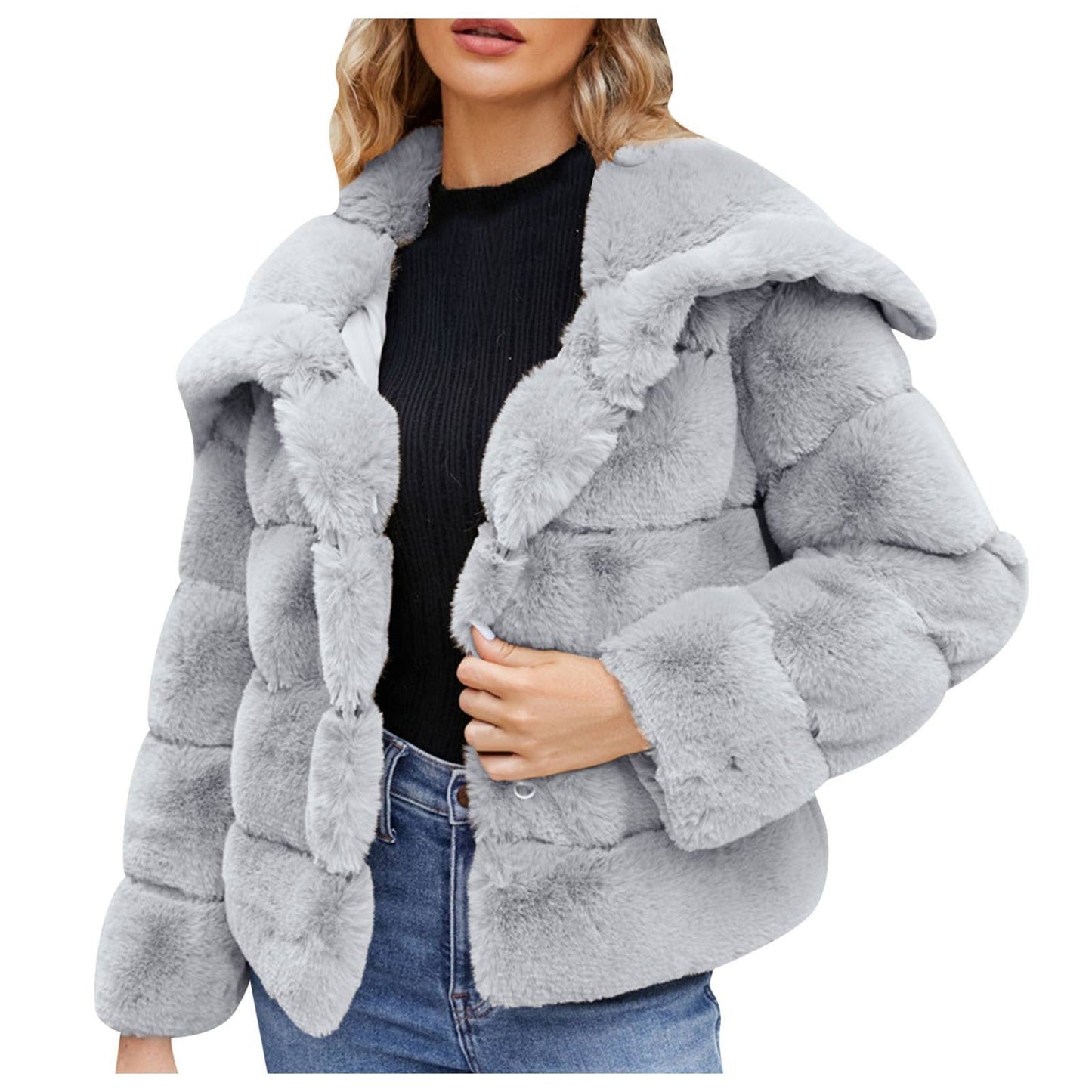 Damen Trendige Puffjacke mit weich gefüttertem Kunstfell ModeGeist