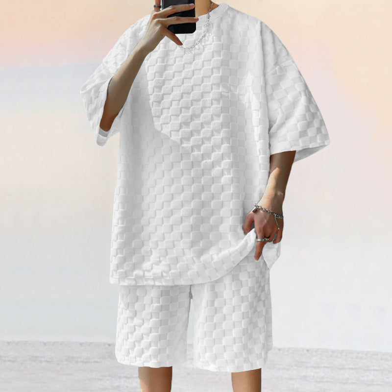 Herren lässiges Set aus strukturiertem Oberteil und Shorts ModeGeist