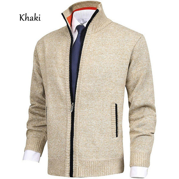 Herren Strickjacke mit Stehkragen und Reißverschluss ModeGeist