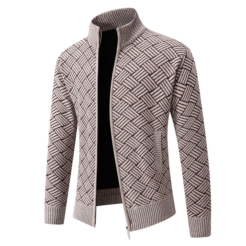 Herren Strickjacke mit modernem Karomuster ModeGeist