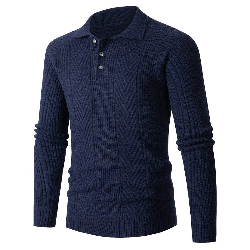 Herren Strickpullover mit klassischem Rautenmuster und Knopfleiste ModeGeist