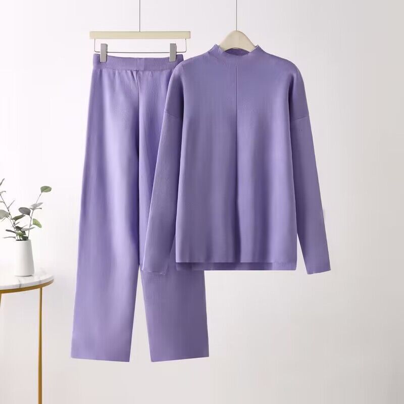 Damen elegantes Set aus langärmligem Oberteil und Palazzo-Hosen ModeGeist