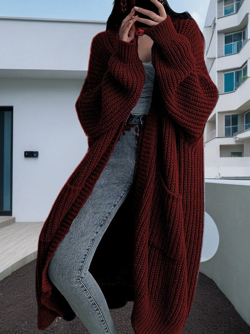 Damen Großer Strickcardigan mit lässiger Passform und großen Taschen ModeGeist