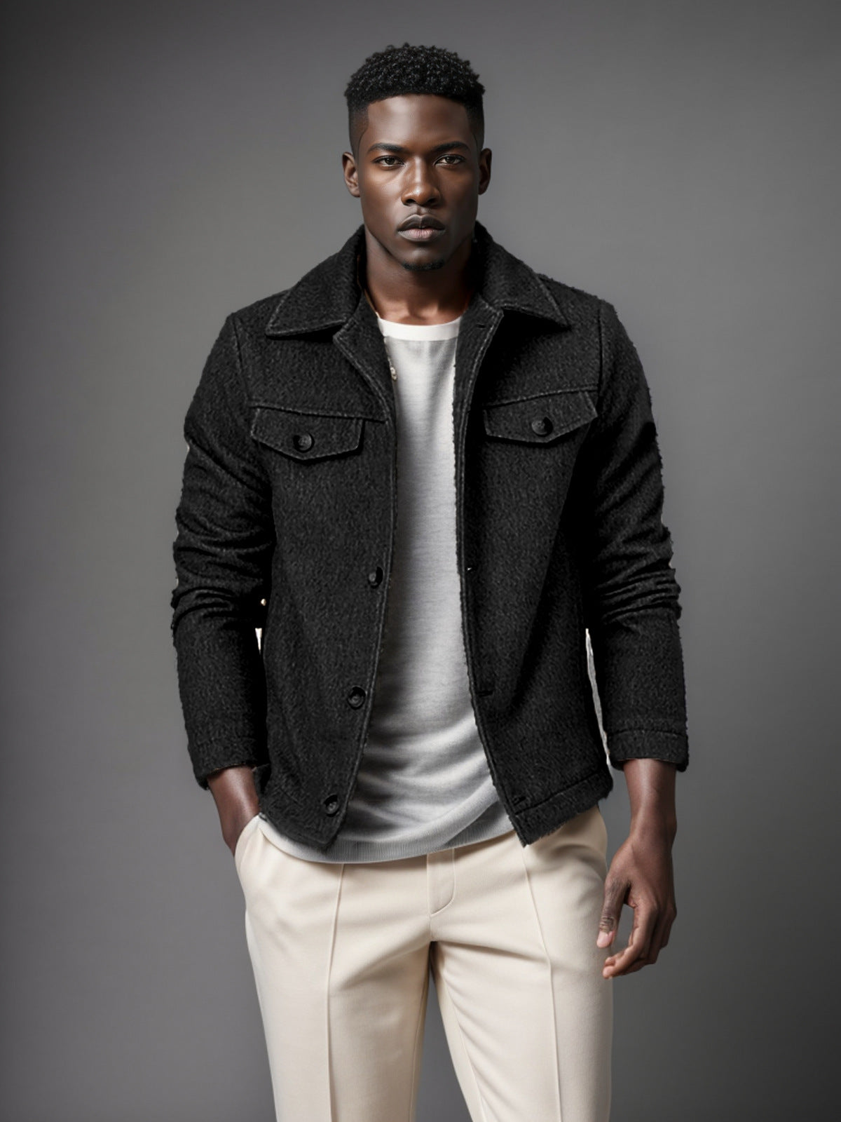 Herren lässige Fleecejacke mit strukturiertem Innenfutter ModeGeist