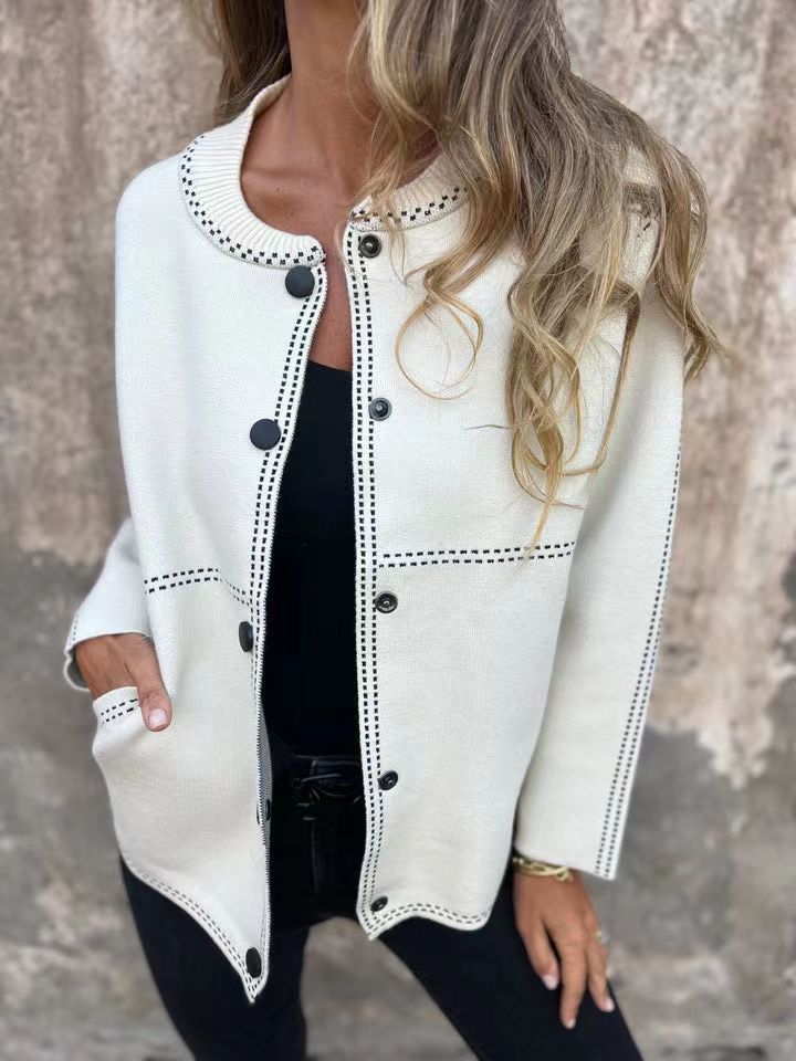 Damen Strickjacke mit Knopfleiste und edler Halslinie ModeGeist