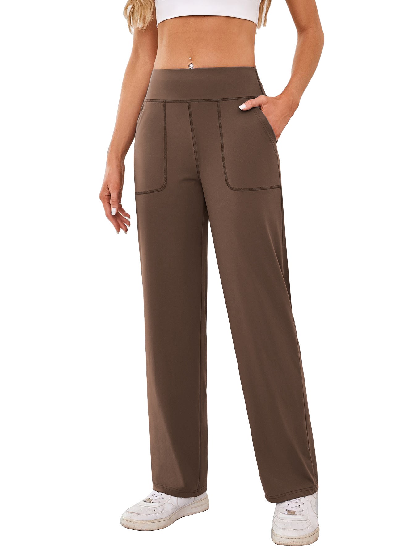 Damen bequeme Freizeithose mit seitlichen Taschen und elastischem Bund ModeGeist