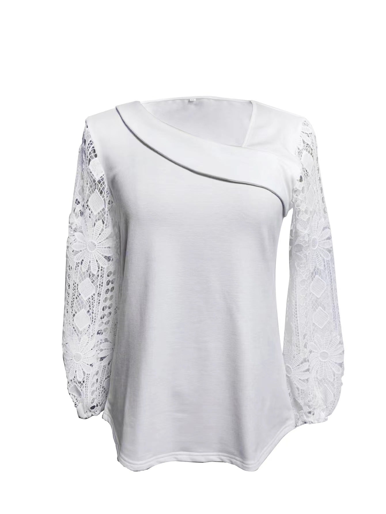 Elegante Damenbluse mit modernen Spitzeneinsätzen und V-Ausschnitt von MODEGEIST