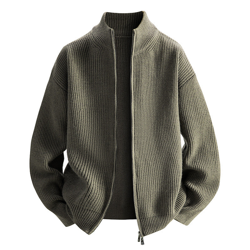 Damen modische Strickjacke mit hohem Kragen und Reißverschluss ModeGeist