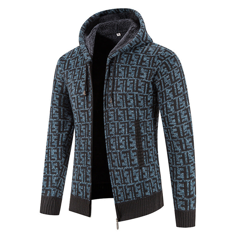 Herren Hochwertige Strickjacke mit modernem Muster und Kapuze ModeGeist
