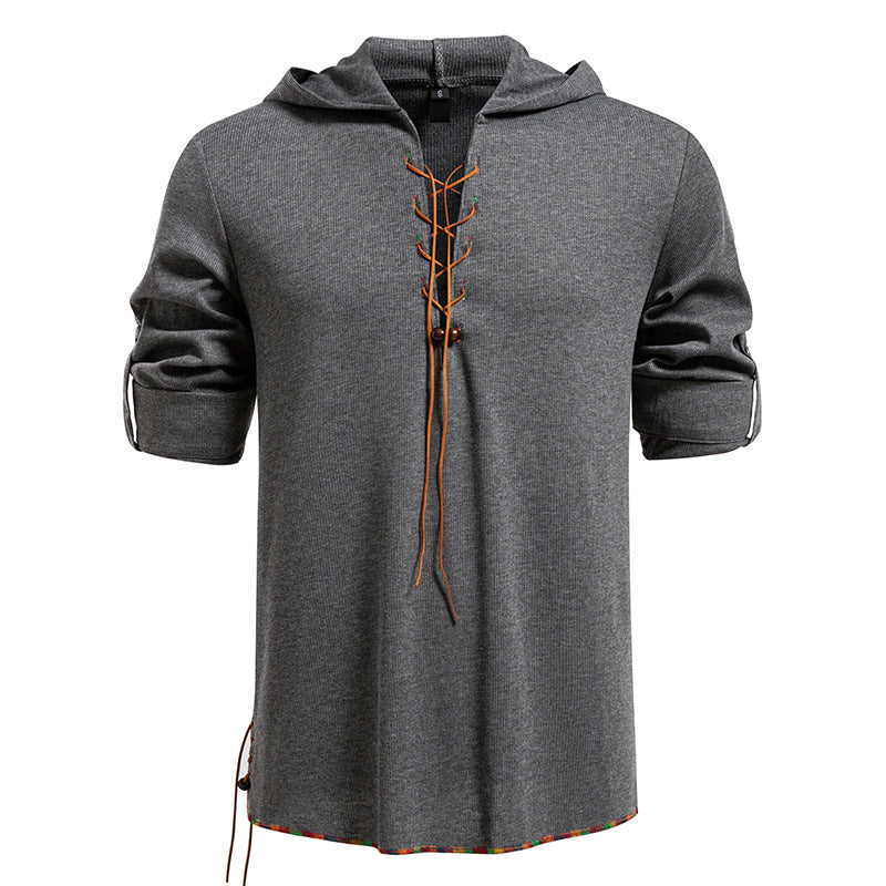 Herren lässiges Hoodie mit dekorativer Schnürung ModeGeist