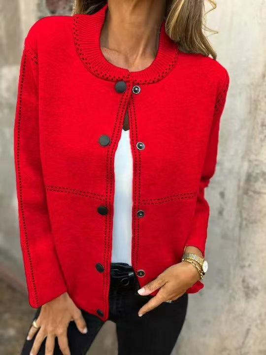Damen Strickjacke mit Knopfleiste und edler Halslinie ModeGeist