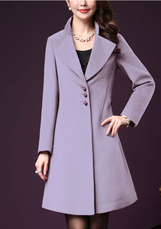Damen klassischer, taillierter Wollmantel mit elegantem Revers ModeGeist